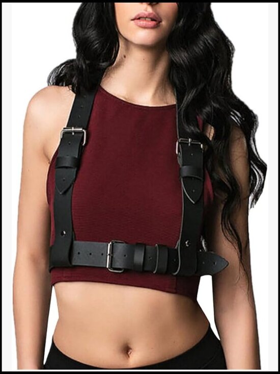 Women\'s Adjustable Pu Leather Harness Top Punk Corset Belt Body Chain Party main image 7